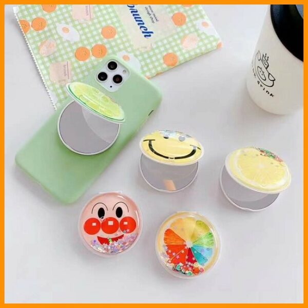 Cartoon face ring smart phone stand with mirror