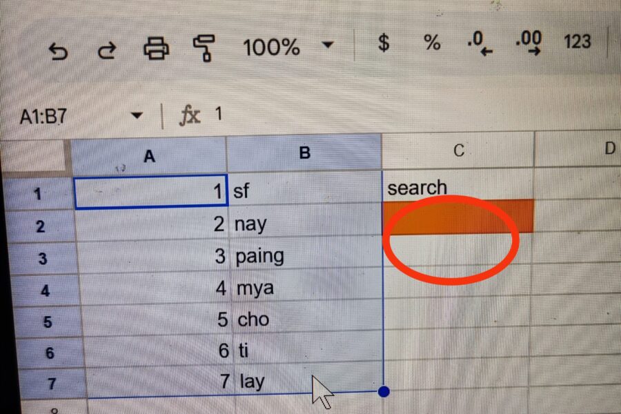 Google Sheet Search Box